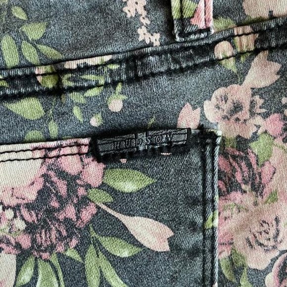 🌸2x HP!🌸 Hudson Jeans Girls Dixie Floral Print Skinny Raw Hem Jeans - Picture 14 of 15